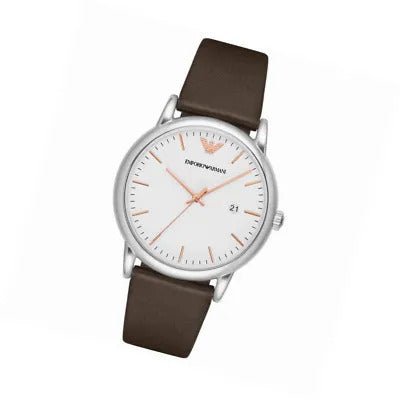 Emporio Armani Herren White Dial Brown Leather Strap Watch For Men - AR11103 - Image 9